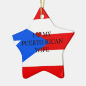 プエルトリコの旗プエルト·リカの妻を愛している セラミックオーナメント (左)