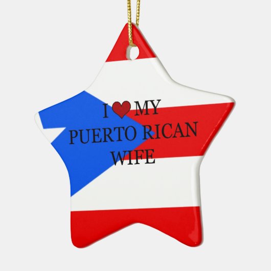プエルトリコの旗プエルト·リカの妻を愛している セラミックオーナメント (左)