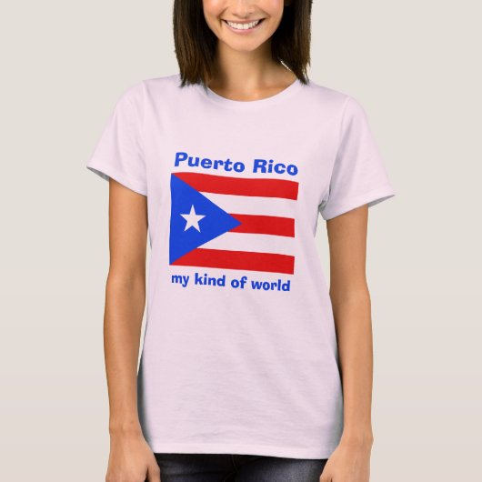 プエルトリコの旗+地図+テキストTシャツ Tシャツ (正面)