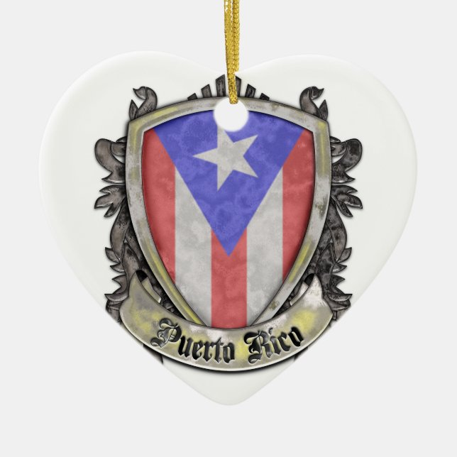 プエルトリコの旗-盾の頂上 セラミックオーナメント (正面)