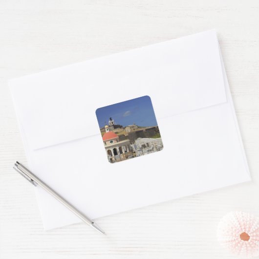 プエルトリコの海辺の墓地 スクエアシール (封筒)