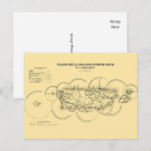 プエルトリコの灯台の古地図 ポストカード (正面/裏面)