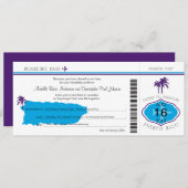 プエルトリコの結婚式への搭乗券 招待状 (正面/裏面)