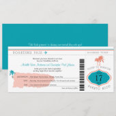 プエルトリコの結婚式への搭乗券 招待状 (正面/裏面)