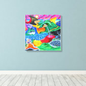 プエルトリコの色カリブの- キャンバスプリント (インサイチュ (ウッドフロア))