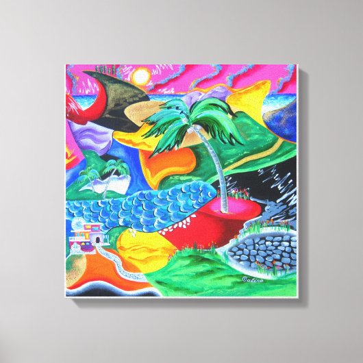 プエルトリコの色カリブの- キャンバスプリント (正面)