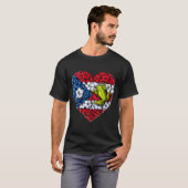 プエルトリコの花のハート Tシャツ (正面フル)