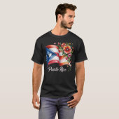 プエルトリコの花 フラッグ ウォーターカラー Tシャツ (正面フル)