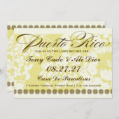 プエルトリコの行先の熱帯花の麻布 招待状 (正面/裏面)