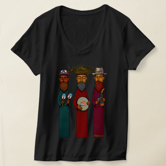 プエルトリコの音楽パレードと共に歩む三王様 Tシャツ (レイダウン)