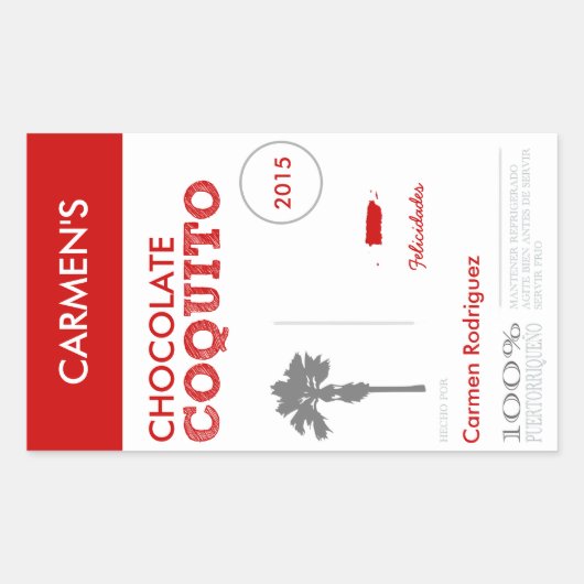 プエルトリコのCoquito Rojo 長方形シール (正面)