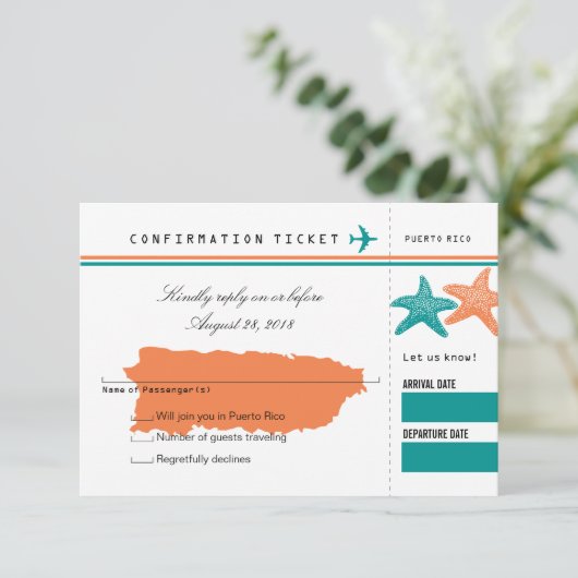プエルトリコへのRSVPの搭乗券 出欠カード (スタンド正面)