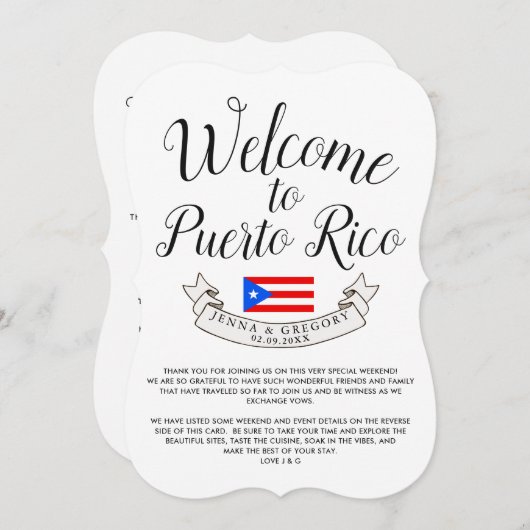 プエルトリコへようこそ|宛先の結婚式 招待状 (正面/裏面)