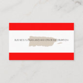 プエルトリコをテーマにした地図と赤ストライプの 名刺 (裏面)