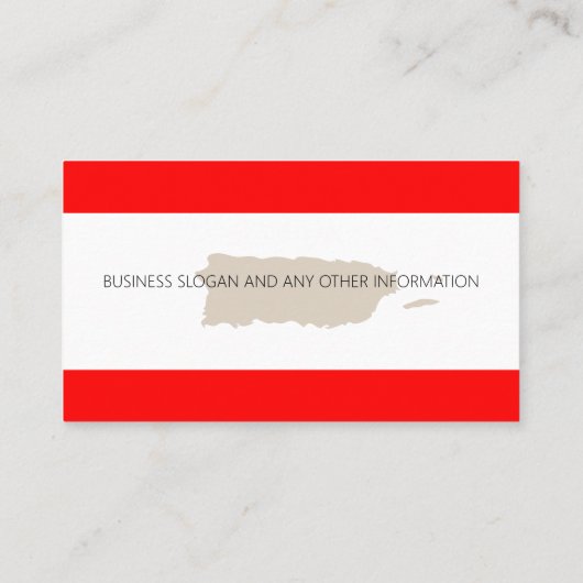 プエルトリコをテーマにした地図と赤ストライプの 名刺 (裏面)