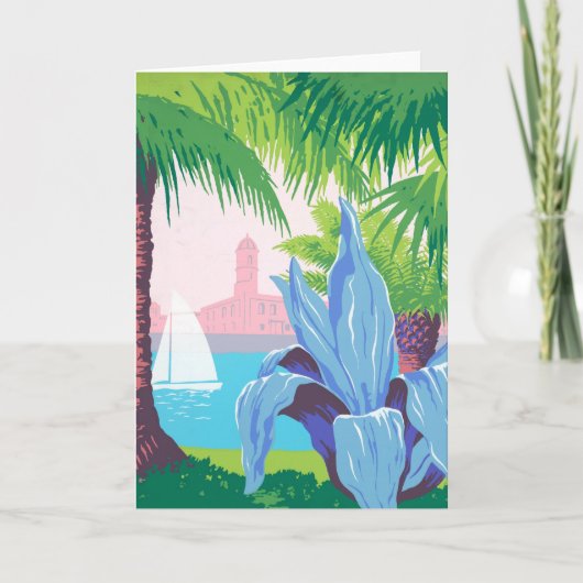 プエルトリコを宣伝するヴィンテージ旅行ポスター2 カード (正面)