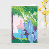 プエルトリコを宣伝するヴィンテージ旅行ポスター2 カード (黄色い花)