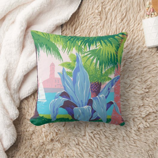 プエルトリコを宣伝するヴィンテージ旅行ポスター2 クッション (ブランケット)