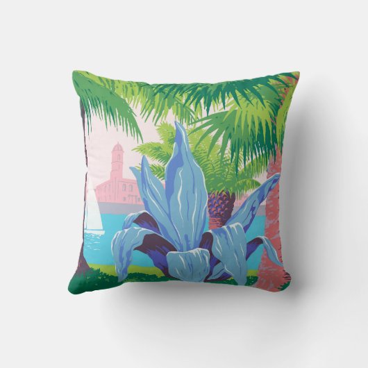 プエルトリコを宣伝するヴィンテージ旅行ポスター2 クッション (裏面)