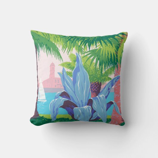 プエルトリコを宣伝するヴィンテージ旅行ポスター2 クッション (正面)