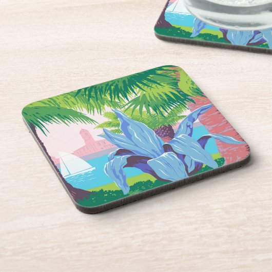 プエルトリコを宣伝するヴィンテージ旅行ポスター2 コースター (左側)