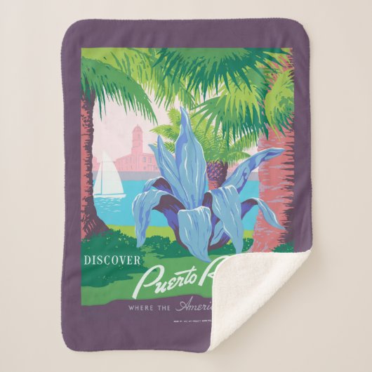 プエルトリコを宣伝するヴィンテージ旅行ポスター2 シェルパブランケット (正面)