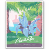 プエルトリコを宣伝するヴィンテージ旅行ポスター2 シール (正面)