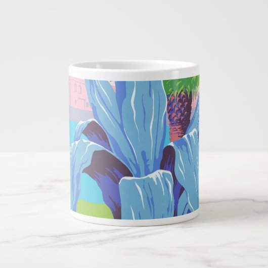 プエルトリコを宣伝するヴィンテージ旅行ポスター2 ジャンボコーヒーマグカップ (正面)