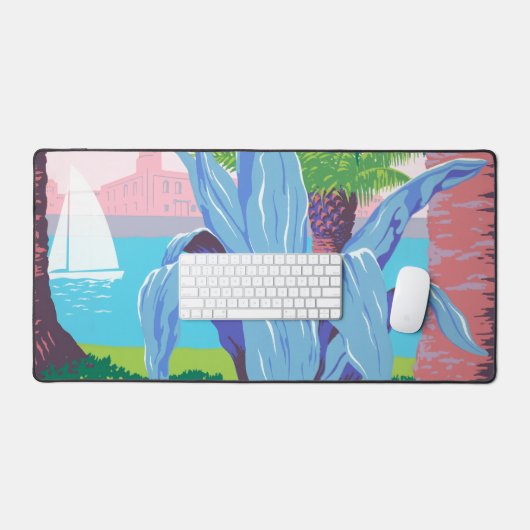 プエルトリコを宣伝するヴィンテージ旅行ポスター2 デスクマット (キーボード&マウス)