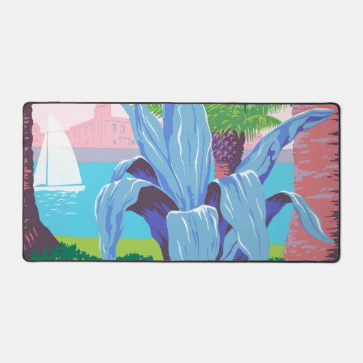 プエルトリコを宣伝するヴィンテージ旅行ポスター2 デスクマット (正面)