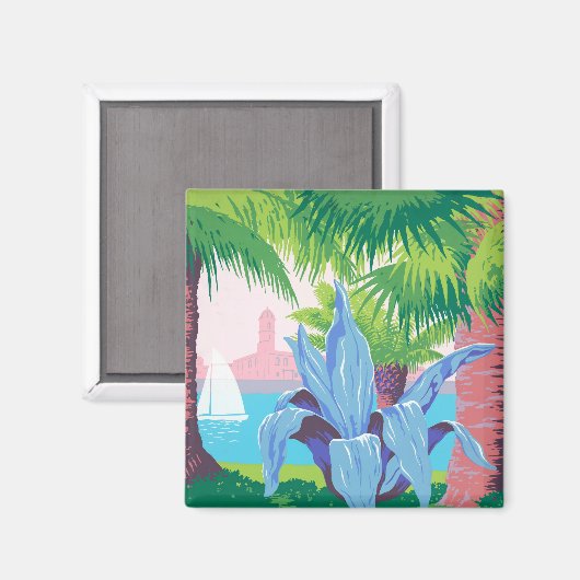 プエルトリコを宣伝するヴィンテージ旅行ポスター2 マグネット (正面/裏面)