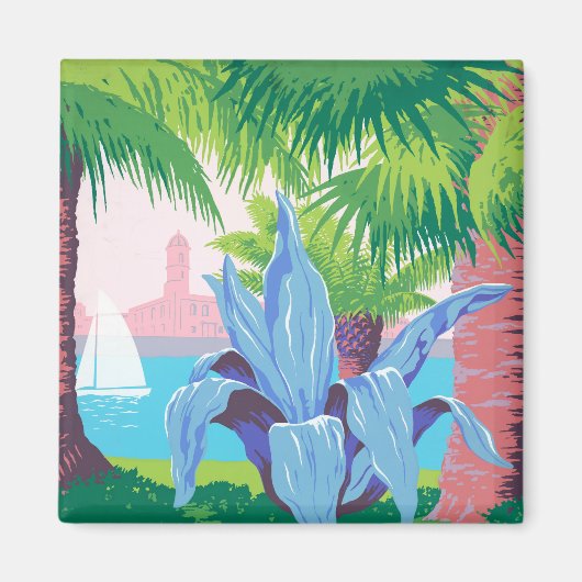 プエルトリコを宣伝するヴィンテージ旅行ポスター2 マグネット (正面)