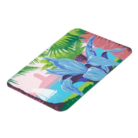 プエルトリコを宣伝するヴィンテージ旅行ポスター2 マグネット (左側)