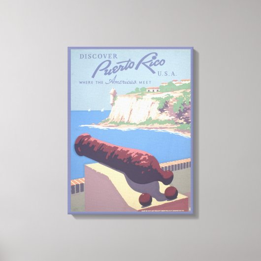 プエルトリコを宣伝するヴィンテージ旅行ポスター キャンバスプリント (正面)