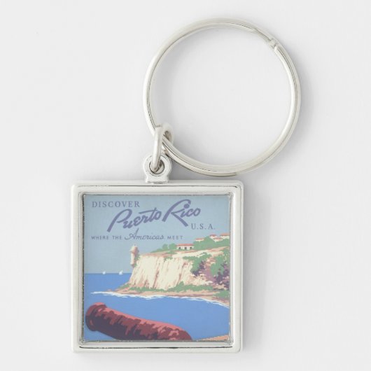 プエルトリコを宣伝するヴィンテージ旅行ポスター キーホルダー (正面)