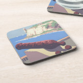 プエルトリコを宣伝するヴィンテージ旅行ポスター コースター (左側)