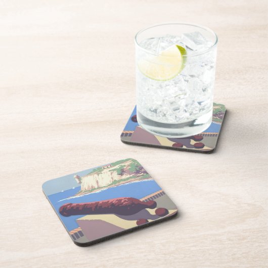 プエルトリコを宣伝するヴィンテージ旅行ポスター コースター (右側)