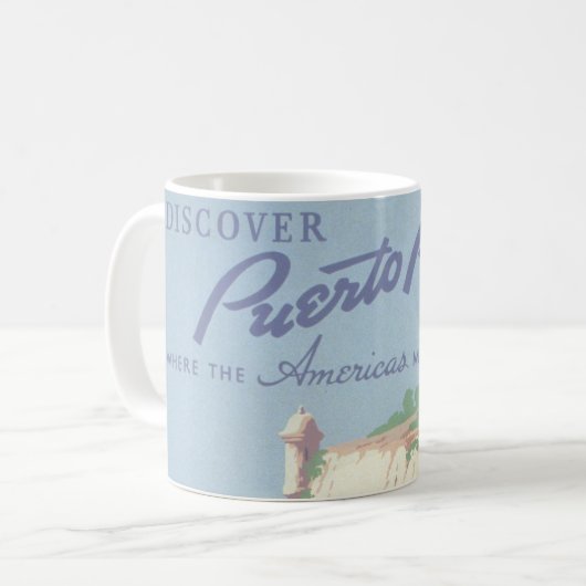 プエルトリコを宣伝するヴィンテージ旅行ポスター コーヒーマグカップ (正面左)
