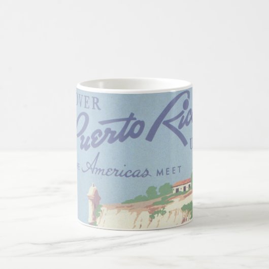 プエルトリコを宣伝するヴィンテージ旅行ポスター コーヒーマグカップ (中央)
