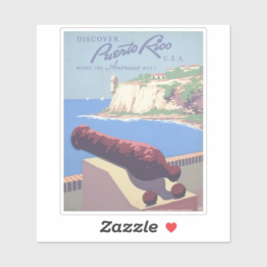プエルトリコを宣伝するヴィンテージ旅行ポスター シール (シート)