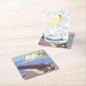 プエルトリコを宣伝するヴィンテージ旅行ポスター スクエアペーパーコースター (インサイチュ)