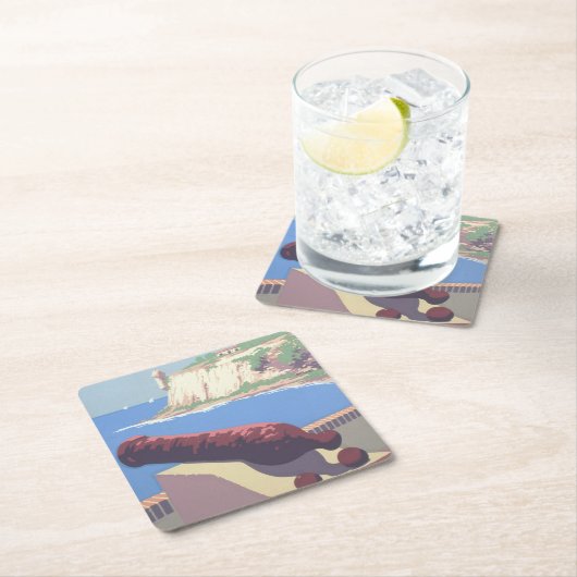 プエルトリコを宣伝するヴィンテージ旅行ポスター スクエアペーパーコースター (インサイチュ)