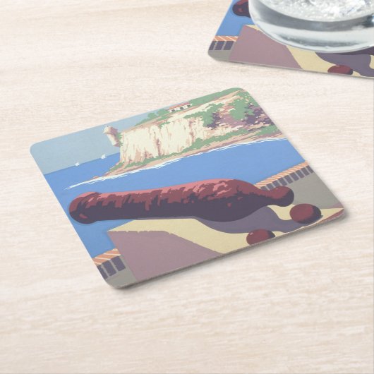 プエルトリコを宣伝するヴィンテージ旅行ポスター スクエアペーパーコースター (アングル)