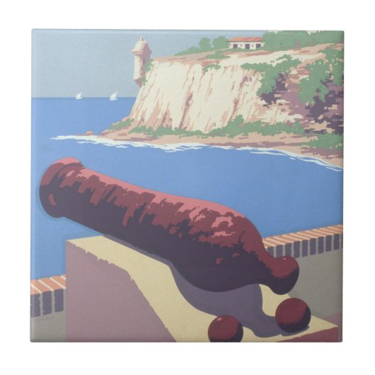 プエルトリコを宣伝するヴィンテージ旅行ポスター タイル (正面)