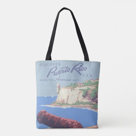 プエルトリコを宣伝するヴィンテージ旅行ポスター トートバッグ (裏面)