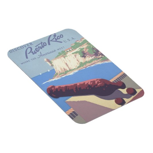 プエルトリコを宣伝するヴィンテージ旅行ポスター マグネット (右側)