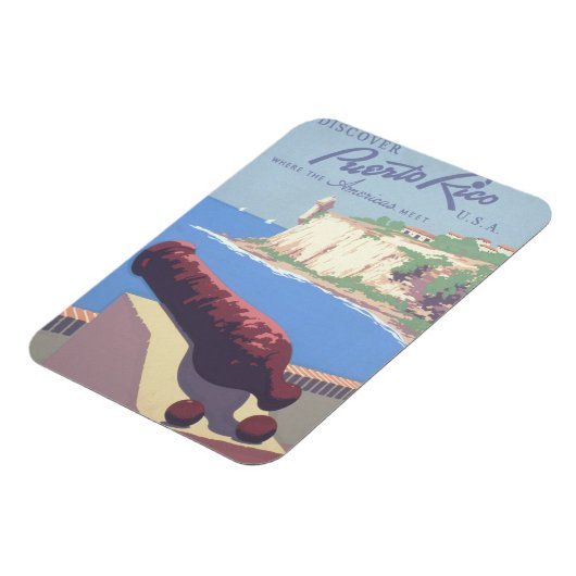 プエルトリコを宣伝するヴィンテージ旅行ポスター マグネット (左側)