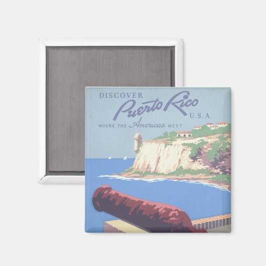 プエルトリコを宣伝するヴィンテージ旅行ポスター マグネット (正面/裏面)