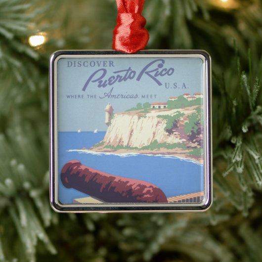 プエルトリコを宣伝するヴィンテージ旅行ポスター メタルオーナメント (ツリー)