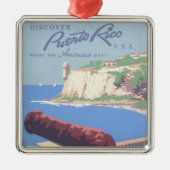 プエルトリコを宣伝するヴィンテージ旅行ポスター メタルオーナメント (正面)